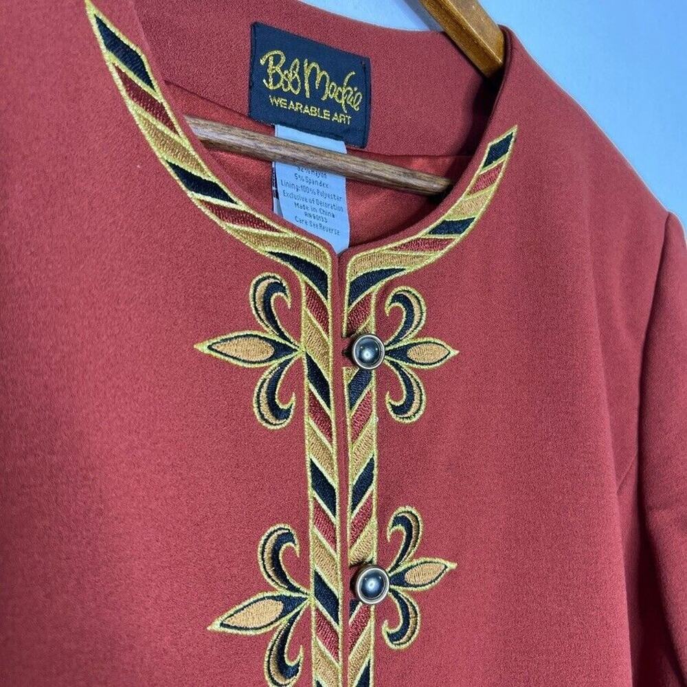 Bob Mackie Wearable Art Trompe L'oeil Fleur de Lis Burnt Orange Jacket Large